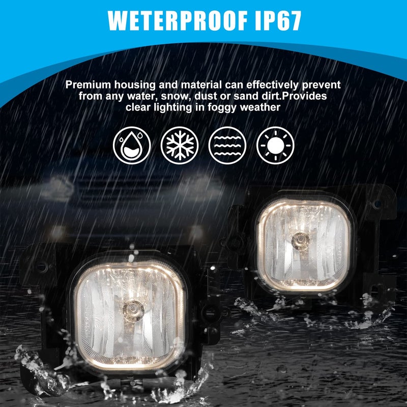 CPW Fog Lights Assembly Compatible with [2004-2005 Ford Ranger] Driving Fog Lights Replacement Fog Light Clear Lens - Image 2